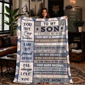 Comfortable 'to My Son' Fleece Blanket, Soft Warm Anti-Pilling, Ideal Gift for Sleep, Camping, Travel, All Seasons