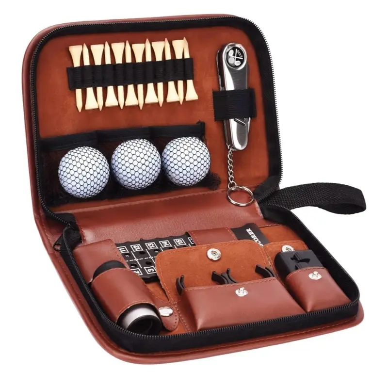 Golf Gifts for Men and Women, Golf Accessories Set with Hi-End Case, Golf Balls, Rangefinder, Golf Tees, Brush, Multifunctional Divot Knife, Scorer, Golf Ball Clamp