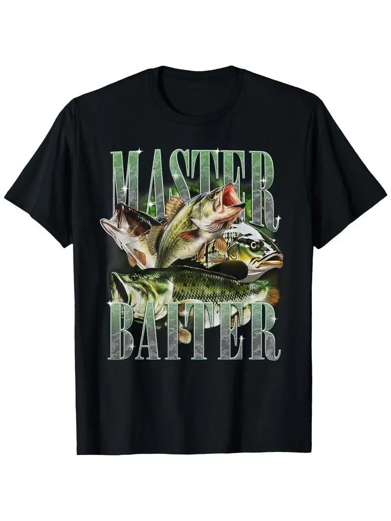 Master Baiter Bass Fishing Fisher Papa Dad Happy Fathers Day T-Shirt