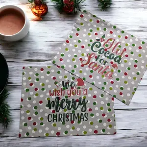 uble Sided Placemat Set of 2 | Christmas Free Dots | Washable Cotton Placemat | Fall Placemat | Colorful Red, Green, Grey Winter Placemats hand tufted hand placemat