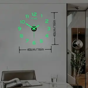 Round Luminous Glow in the Dark Wall Clock, 1 Count Creative Acrylic Frameless Wall Clock without Battery, Decorative Wall Clock for Home Living Room Bedroom