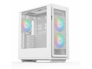 Rosewill Helium Air Mid Tower E-ATX Gaming Case, Mesh Panel, Tool-less, High-Airflow, Cable Management System, USB 3.1, included  2x 160mm & 1x 140mm PWM ARGB Fan, White
