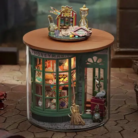 DIY Wooden DIY Miniature House Kit, 1 Box DIY Miniature Bookshop Model, DIY Handmade House Kit, Assemble Model Kit, Birthday Gifts, Gift for Her, Girl's Gift, Crafts, Doll House