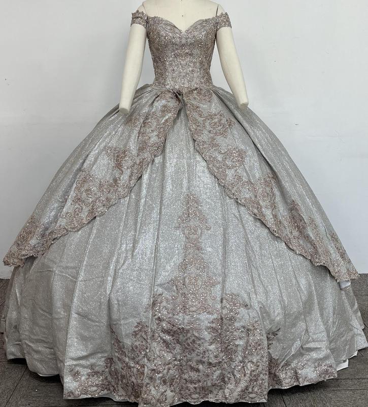 NO.23 Quinceanera Ball Gown Dress Split Skirt and Glitter Tulle Mexican Sweet 15  Formal Party Dress