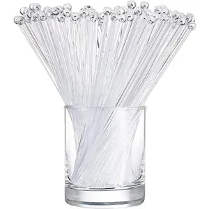 100 Pieces Ball Head Stirrer Disposible Plastic round Top Crystal Swizzle Sticks, Crystal Cake Pops, Cocktail Coffee Drink Stirrers (Clear) APPVIP