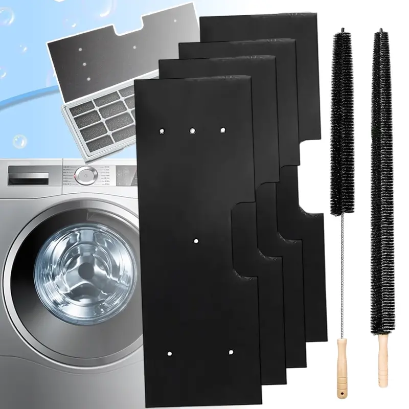 4 Pcs Lint Filter for Washer Dryer Filter Sponge, with 2 brush, WH01X35719 Lint Filter replacement with dryer vent brush, Hand Washable and Reusable