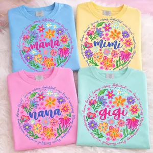 Comfort Colors Striped Mama Wildfloral Bundle Shirt - Mimi Mama Nana Gigi Bright Flower Circle Designs , Colorful Family Name T-Shirt , Mother’s Day Spring Outfit , Gift For Grandma Mom