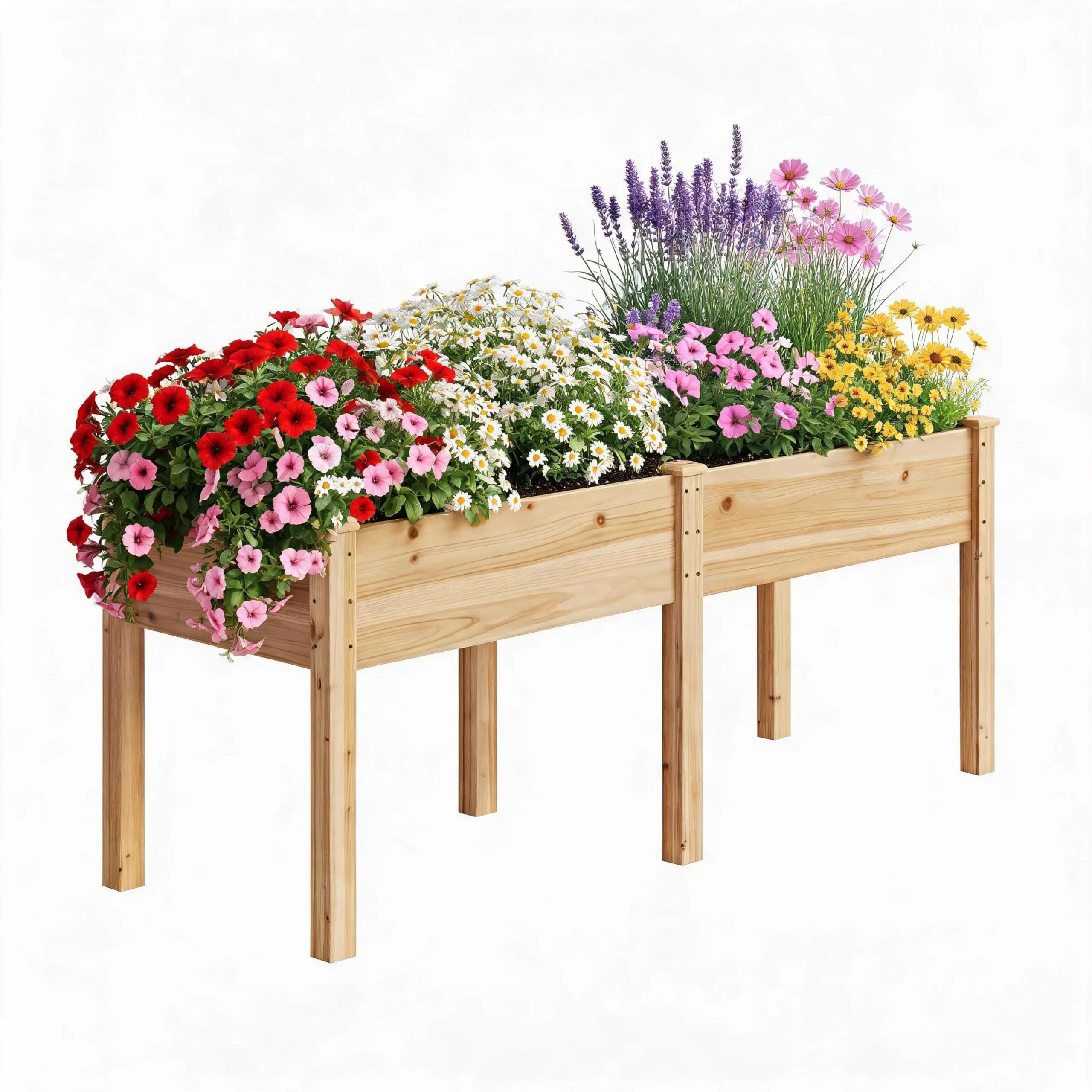 Garvee Raised Garden Beds - Large 72x26x30in Natural Wood Elevated Planter Box with Standing Legs, 300lb Capacity for Backyard, Patio