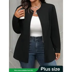 Plus Size Women's Casual Jacket, Long Sleeve Button Front Design, Fall & Winter Fashion Outerwear, Comfortable Fit for Daily Wear
