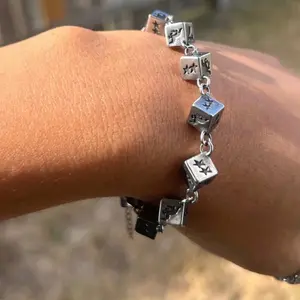Dice Bracelet - Silver & Black Color with Star Design, Adjustable Fit, Perfect for Everyday Wear