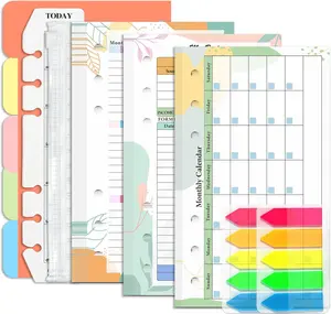 Monthly Weekly Planner Refills Budget Paper Kit for A6 Binder Cover, 6 Ring Planner Accessory,  Organizer for  (Greenery)