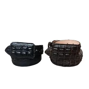 Men's Western Rodeo Cowboy Belt-Genuine Cowhide Leather With Crocodile-Embossed Pattern. Cinto Hebilla Cuadrada