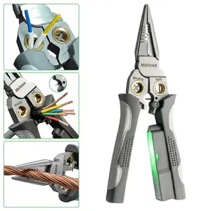 Metoxa 8-in-1 Professional Wire Stripper & Electrical Multi-Tool, Heavy Duty Wire Cutter with NCV Voltage Tester, Stainless Steel Plier for Electricians & DIY Multi-Function,Electrician,Tool,Set