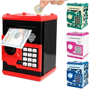 ATM Piggy Bank for Kids Ages 3-12, Kids Safe with Password, Large Capacity Coin & Cash Box, Money Saving Box Toy for 3 4 5 6 7 8 9 10 11 12 Year Old Boys Girls (Red)