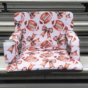 Footballs & Bows 23" Stadium Seat with Armrests Footballs & Bows 23" Stadium Seat with Armrests