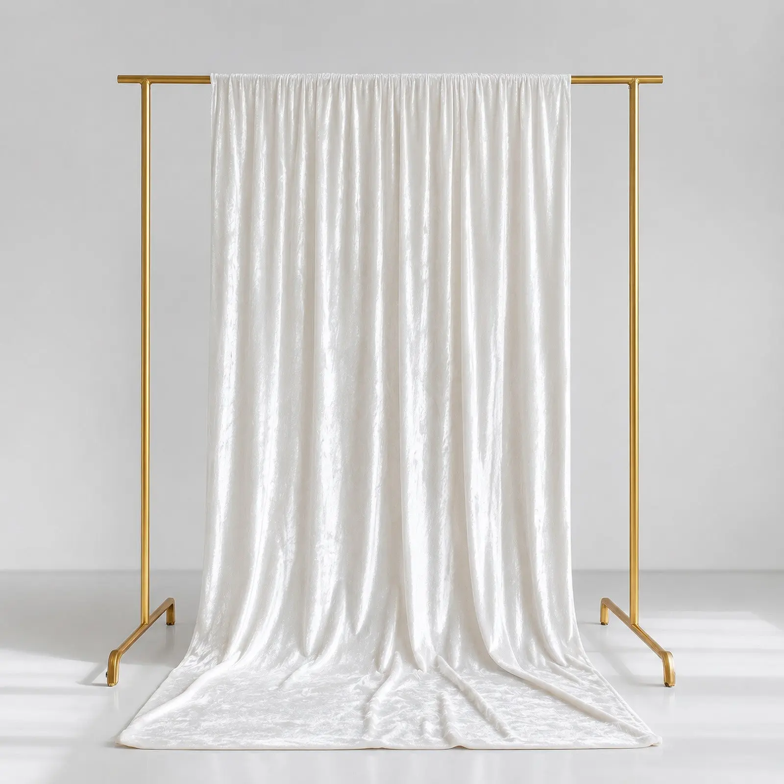 White Crushed Velvet Backdrop Curtain – 5ft x 14ft Event Drape with Rod Pocket, Privacy Panel for Photo Booths & Events