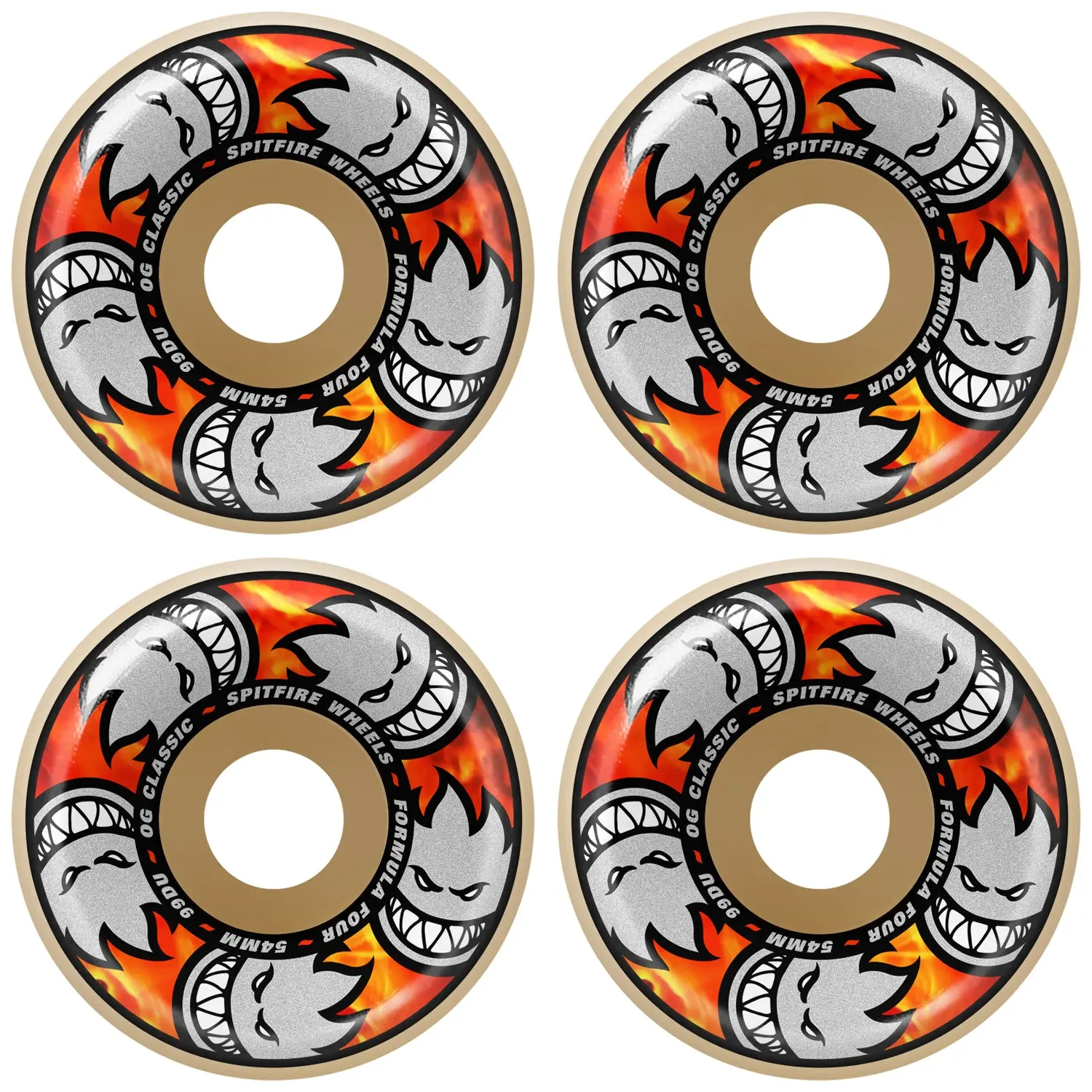 Spitfire Skateboard Wheels 54mm F4 99A Multiball OG Classic Natural