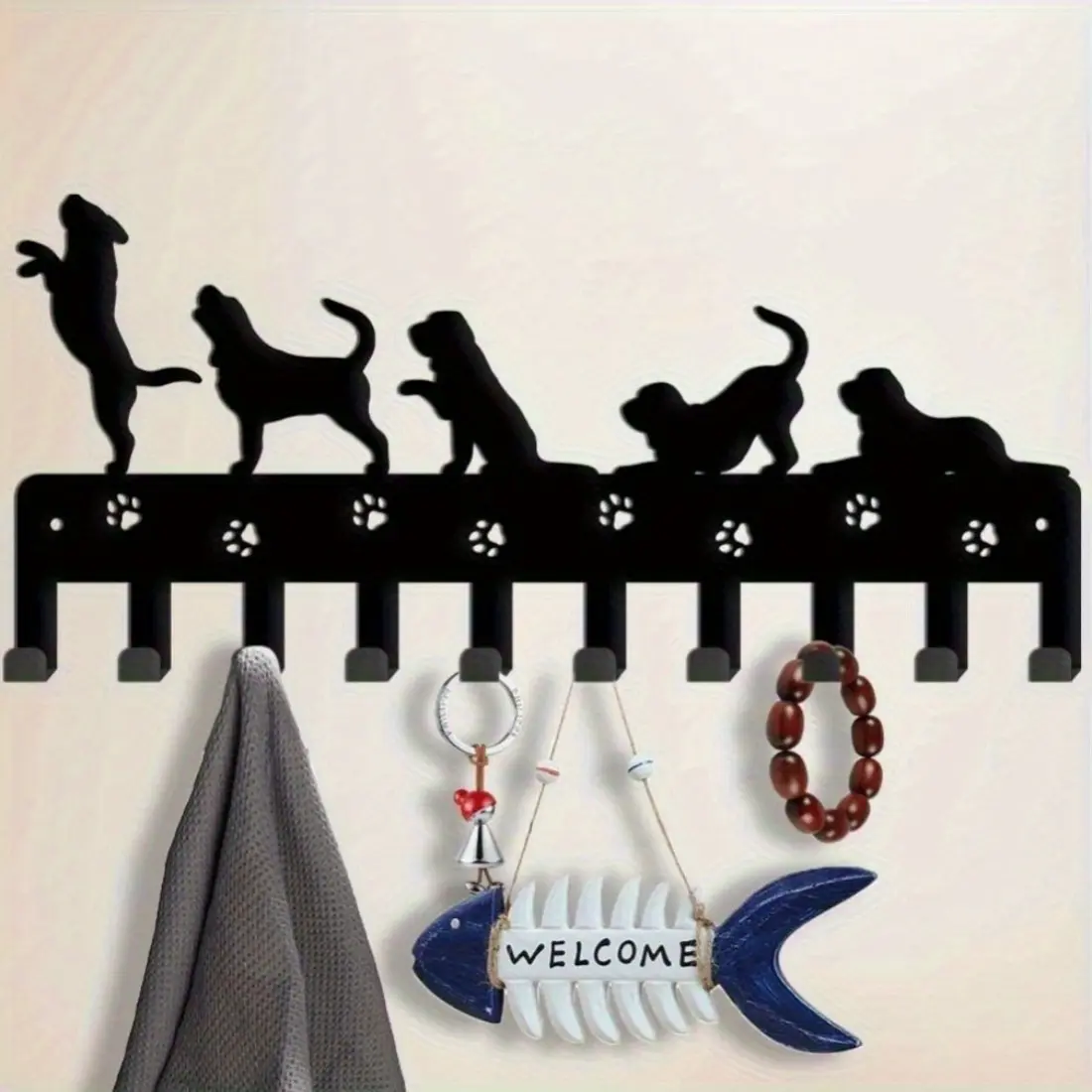 Cute Puppy Wall-mounted Key Organizer - Adorable Dog-shaped Key Hooks with Festive Hooks - Decorative Home Key & Coat Hangers, Utility Hooks.