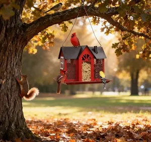 American Country Style Wrought Iron Bird Feeder - Outdoor Courtyard Waterproof Decorative Ornament | Suitable for Garden/Patio/Balcony | Durable & Rust-Proof | Dual Functions of Feeding & Viewing |Perfect Gift Choice for Christmas & Halloween