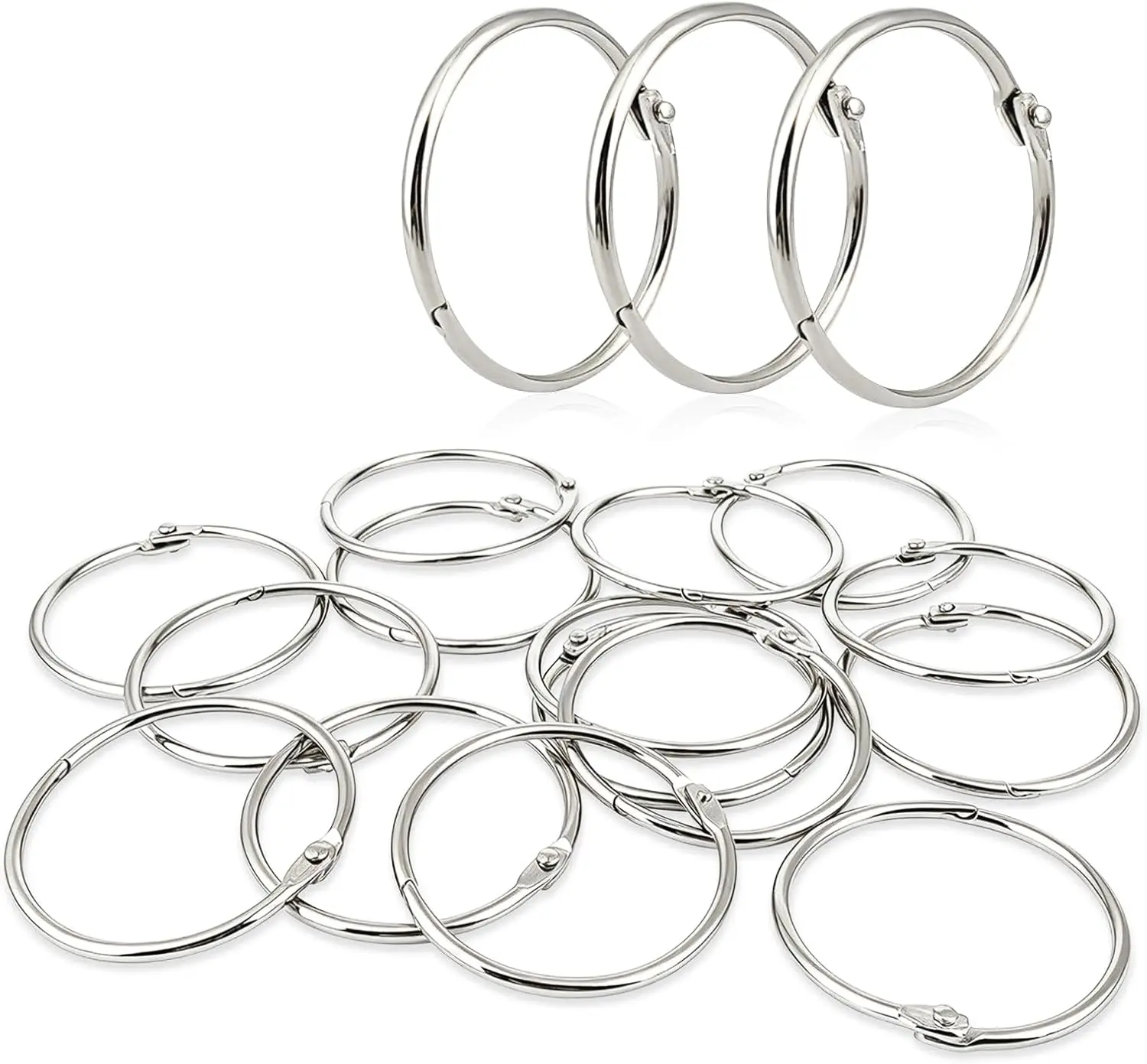 2 Inch (15 Pack) Loose Leaf Binder Book Rings, with Metal Nickel Plated for Key,and Index Cards, for School, Home, or Office, Silver
