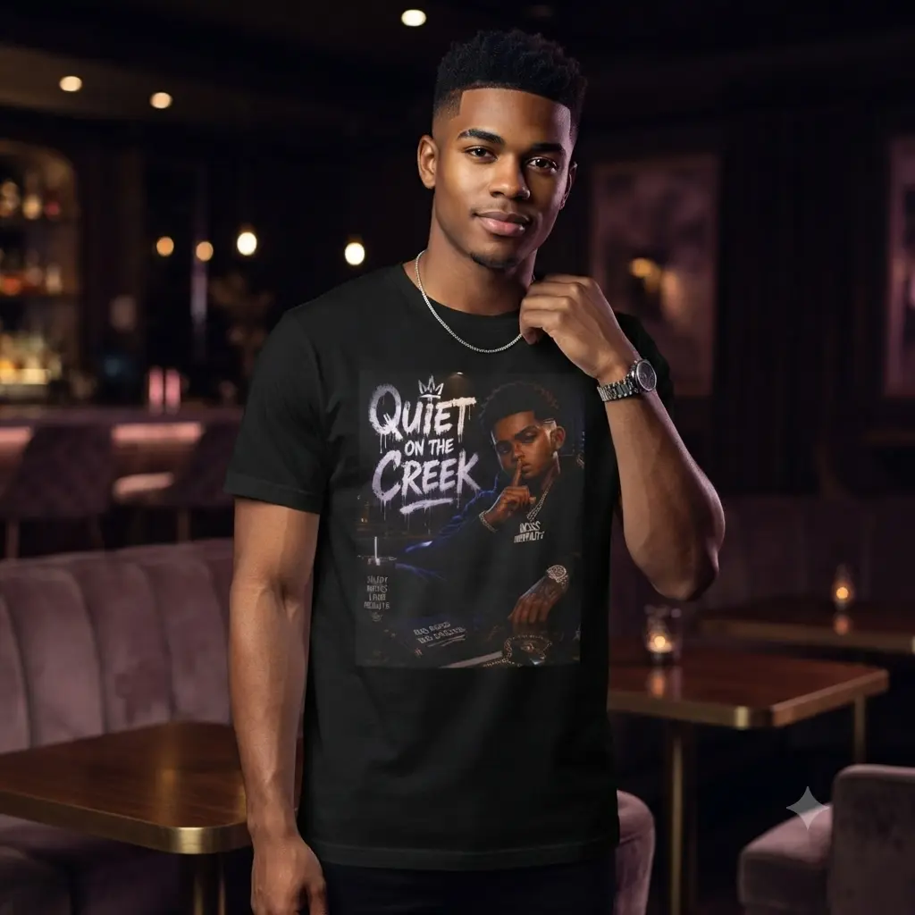 Quiet on the Creek portrait T-Shirt | urban rapper artwork, streetwear vibe