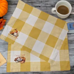 Set of 2 Double Sided Yellow White Buffalo Check Plaid Placemats for Fall Decor - Table Decor hand tufted hand placemat