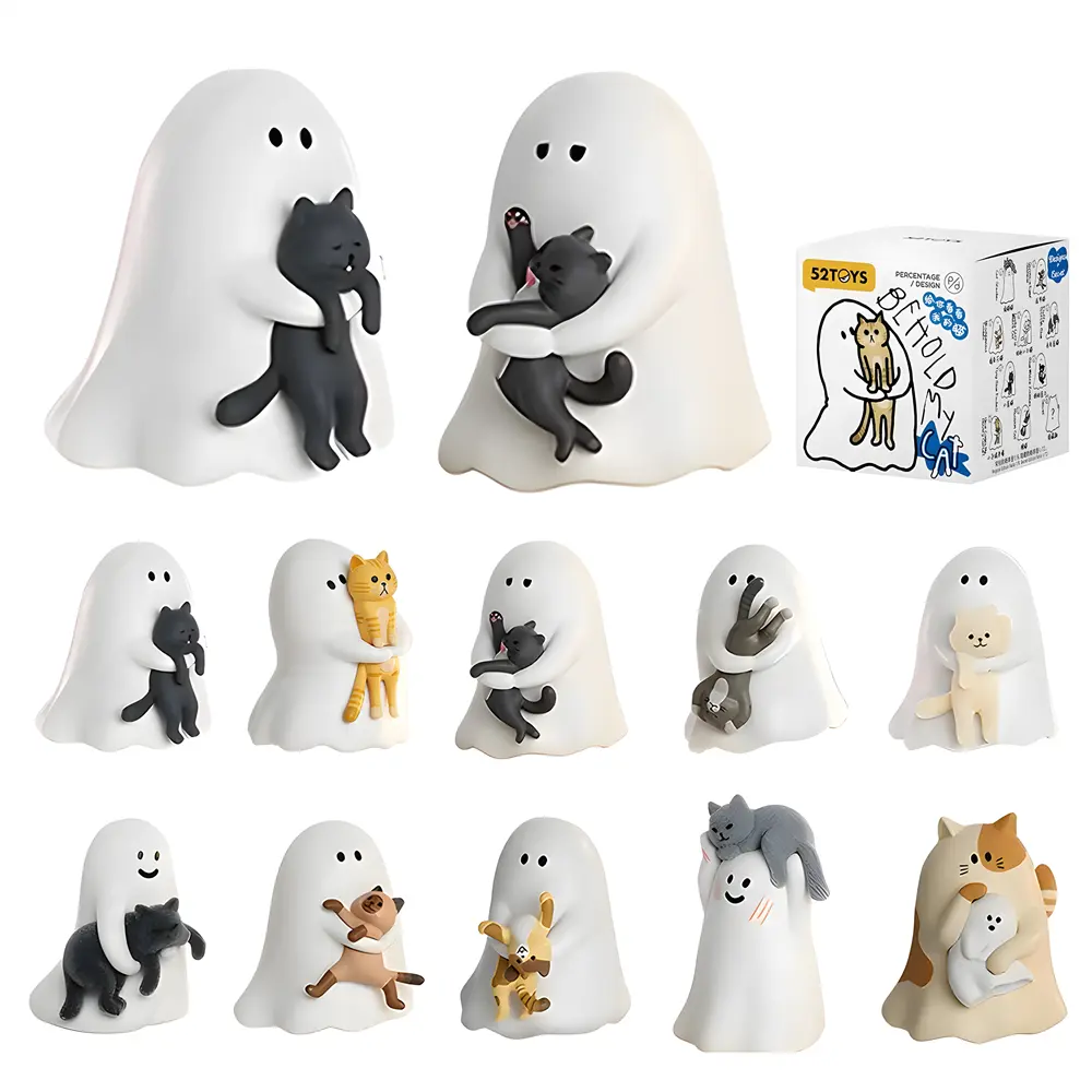 ANGRYFUN Peek My Cat Halloween Blind Box - Glowing Resin PVC Ghost Figurine, Spooky Cute Mini Collectible Decor, Ornaments, Room Decor, 1 Random Mystery Figure, Holiday Gift for Enthusiasts