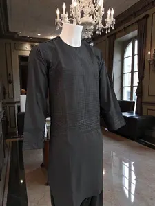 Medium Black Afghan Kameez with High-Quality Embroidery | Traditional Men’s Outfit