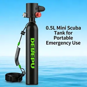 DEDEPU Mini Scuba Tank, 0.5L Scuba Diving Tank for Underwater Breathing, 5 to 10 Minutes Dive Time Portable Diving Tank Snorkeling Air Tank, Emergency Rescue Pony Bottle gear equipment