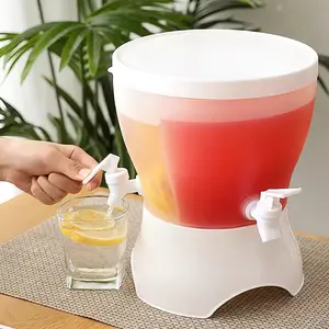 Viral Trending Large Capacity Freestanding Refrigerator Drink Dispenser, Rotating Separated Design Cold Water Beverage Container, Food Grade BPA Free Leak-Proof, Ideal for Parties Home Office Picnic Camping BBQ, Homemade Juice Soda Cold Drinks Daily Use