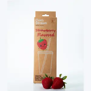 Strawberry Flavored Corn Based Drinking Straws 7.75" - 6mm