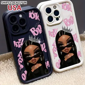 Bratz doll Theme Protective Case Suitable for iPhone 16 Pro Max/ 16 Pro/ 16/ 15 Plus/ 14/ 13/ 12 Mini/ 11 Pro/ XS Max/ XR/ X/ XS, Anti-fall Shockproof Fashionable Silicone Phone Case Series 0015