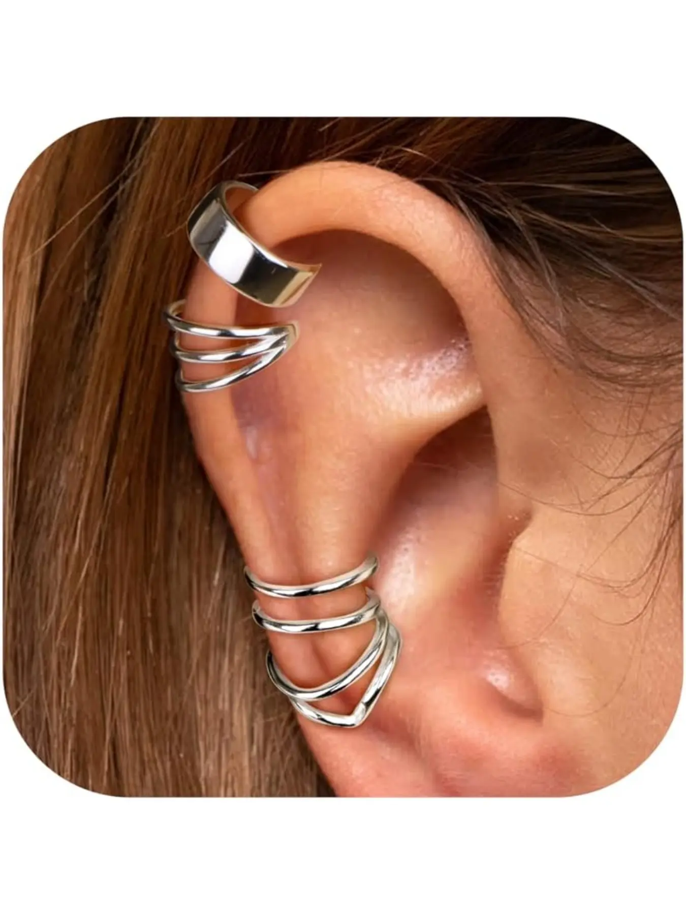 925 Sterling Silver Ear Cuffs for Women No Piercing Minimalist Helix Fake Piercing Cartilage Cuff Earrings 4 Styles Earring Stacks