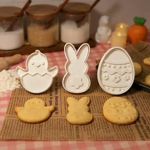 Easter Cookie Cutters Set 3 Counts Cute Design Biscuit Mold Baking Tool