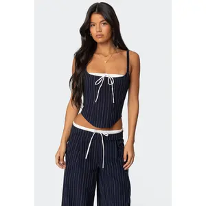 Pinstripe Peekaboo Drawstring Corset