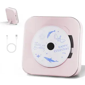 Yintiny Light Pink Audio CD Player with Speakers for Home Decor (CD909)