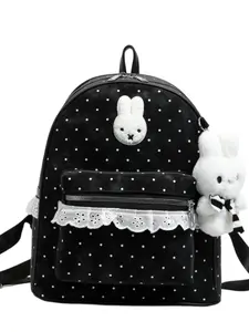 Adorable Rabbit Korean Polka Dot Backpack, New Large Capacity Versatile Commuter High-Style Bag, Student School Bag for Outdoor Travel