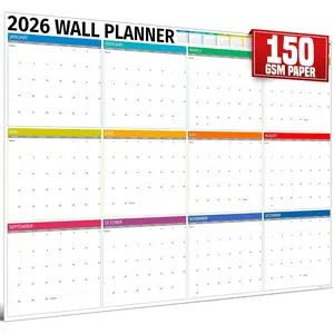 Wall Planner 2026 -  33" x 24" Color Full Year Wall Calendar - 12 Month Planner 2026 Yearly Planner Wall Calendar Personalized Calendar 2026 - Boxes Edition