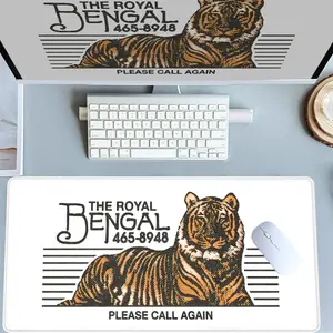 Royal Bengal Tiger Vintage Ad Mouse Pads Extra Large Computer Desk Top Mat Mouse Pad for Laptop Mouse Desk Pad Desk Mats with Non - Slip Rubber Base Stitched Edge for Home and Office