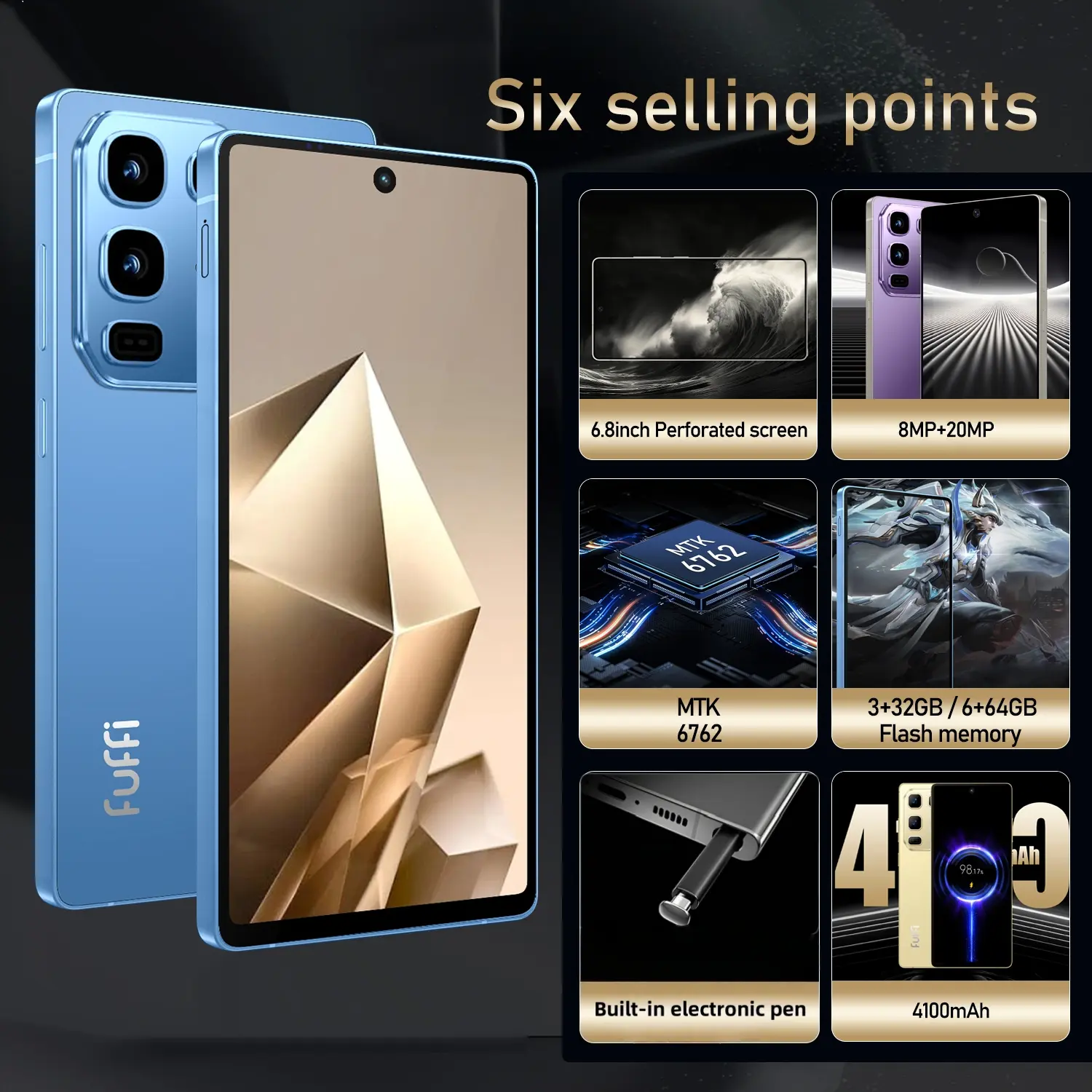 Fuffi-4g 6.8-Inch HD Display Octa-Core Processor 6gb RAM 64GB ROM