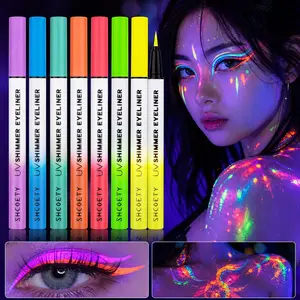 Music festival must-have 7-piece pearl fluorescent all-purpose glitter eyeliner set, Makeup, dual-use for face and body, can be applied all over the body.