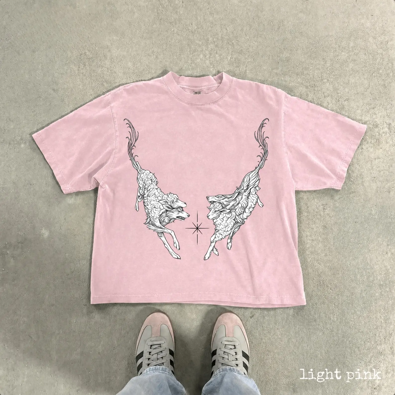Dark Academia Tattoo Tee - Vintage Mythical Deer Graphic Tee, Medieval Bestiary Shirt, Gothic Fantasy Renaissance Engraving Shirt