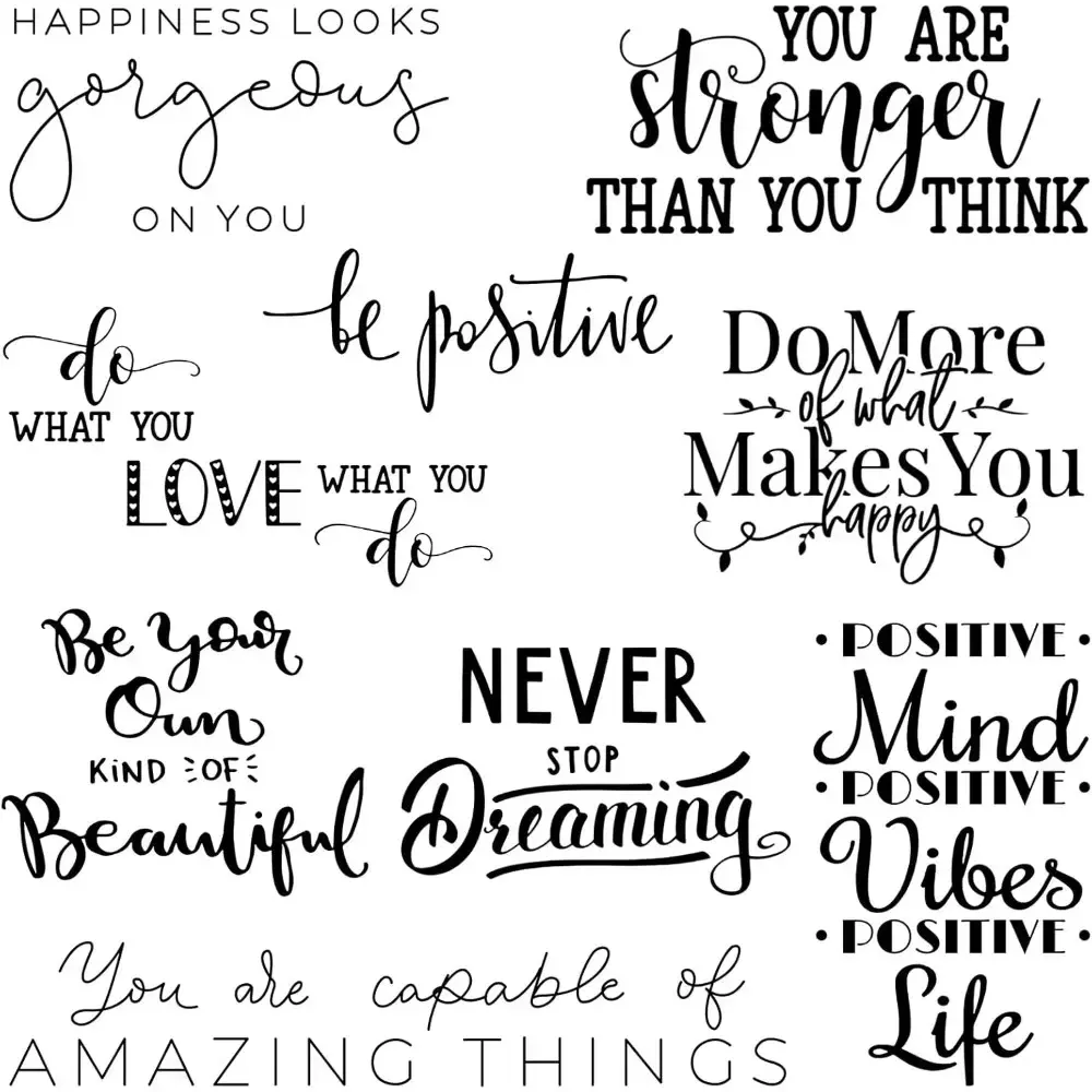 9-Pc Waterproof Classic Vinyl Print Wall Stickers - Inspirational Quote, Motivational Lettering, Large Removable Home Decor Decals for Room, Office, Water Proof, Decorative