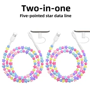 【Buy 1 Get 1 Free】Pearl-Decorated Charging Cable 2/4-in-1 USB-C & Lightning 3.3ft Fast Charge for Women Gift Halloween Christmas