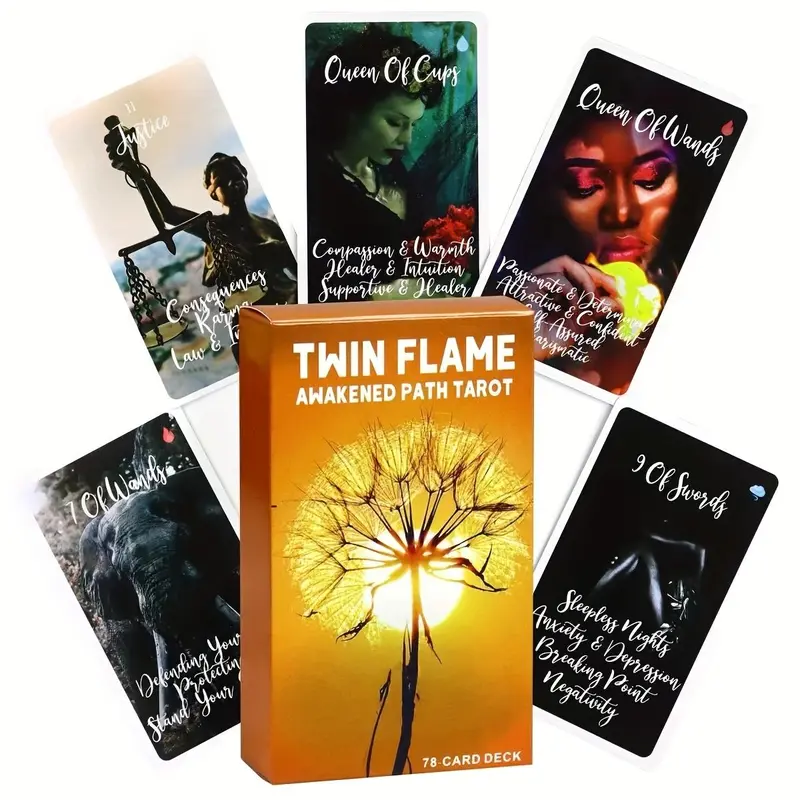 Twin Flame Awakened Path Tarot Card Game, 1 Box Tarot Card Game, Casual Party Game, Card Game for Teens, Adults, Family, Friend, Tarot Card Set, Tarot Card Deck, Party Cards Game