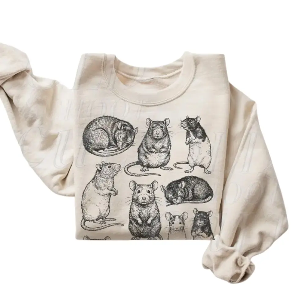 The Rats Vintage 90s Tattoo Style Sweatshirt, Retro Mouse Y2k Pullover Shirt, Retro Tattoo, Menswear Top, Womenswear Top Underwear Streetwear