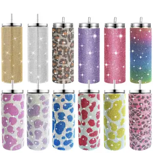 Diamond Stainless Steel Tumbler with Straw