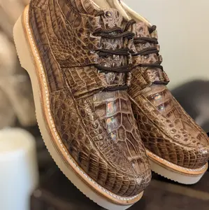 Men's Chestnut Alligator Leather Sneaker Boots