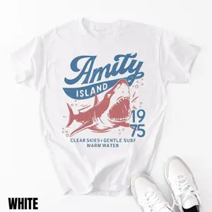 Amity Island 1975 Unisex Tee, Retro Summer Shirt, Vintage Beach Graphic Tee, Cotton Top for Movie Lovers