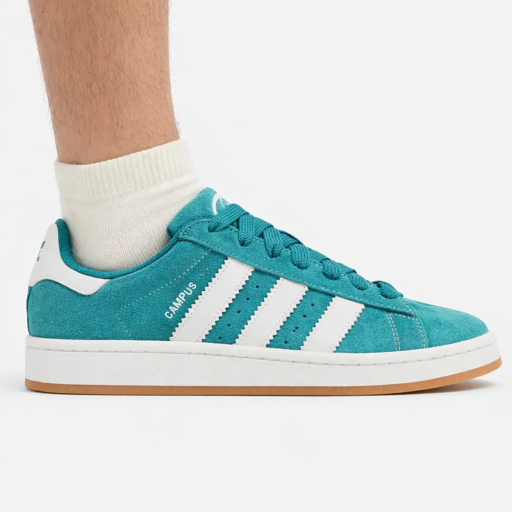 Men's Teal Suede Sneakers, 00s Retro Chunky Skate Shoes, Low-Top Casual Streetwear for All-Day Comfort, Everyday Casual Outfits, All-Day Comfy, Low-Top Cut, Wider Laces